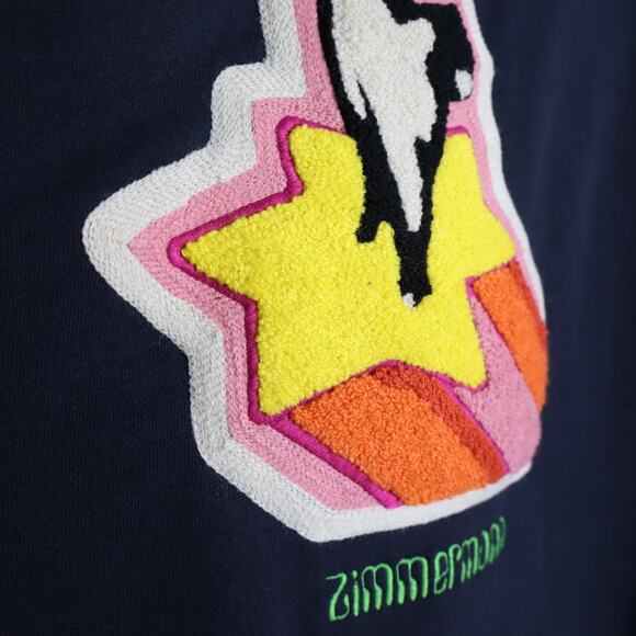 ZIMMERMANN Starcat Embroidered Sweatshirt Navy Pullover Terry Women's 3/US 10 - Picture 5 of 9